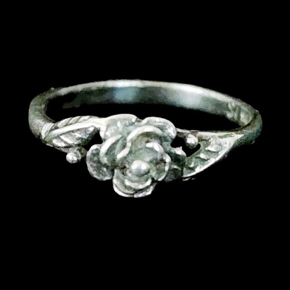 Jewelry - Vintage Delicate 925 Sterling Silver Floral Rose Ring